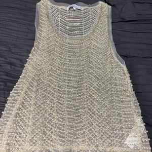 Pearl/gold see through top purchase Bloomingdales never worn.